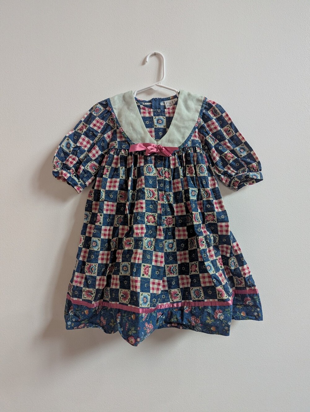 Vtg 90s Cottagecore Ruth of Carolina Dress 3T Girls Blue Floral
